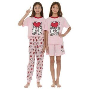 Keith Haring Youth 3-Piece Pajama Set Girls' Youth Pink X-Large (18/20)